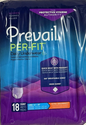 Prevail Per-Fit Daily Underwear Large Size -1 case=  72 Count - Women Quick-Wick
