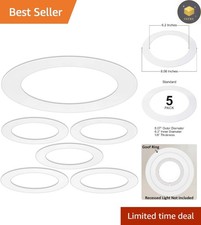 5 Pack Gloss White Goof Trim Ring for 6" Recessed Lighting - 8" Diameter