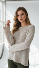 LOFT Women's Open Knit Sweater Boat Neck Long Sleeve Multicolor Size M