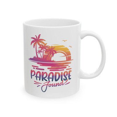 Paradise Found Mug Tropical Sunset Beach Coffee Cup Vacation Summer Gift Coastal