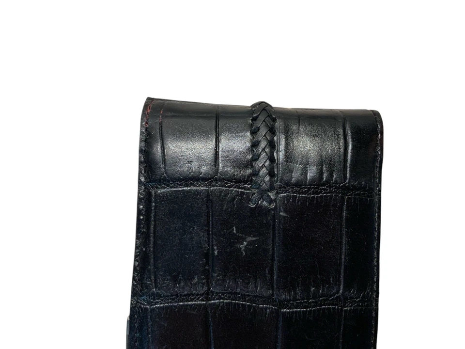 Mini bloc de notas de colección Brighton Heart cuero de cocodrilo negro con solapa a presión Foto 4 de 4