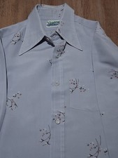 Vintage 70s Mens Medium Sz 40 Button Up Floral Geometric Print VTG 1970s