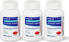 Major DOK Docusate Sodium Stool Softener 100mg Softgels 100ct -3 Pack