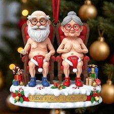 Personalized Funny Couple 2D Flat Ornament, Christmas Keepsake for