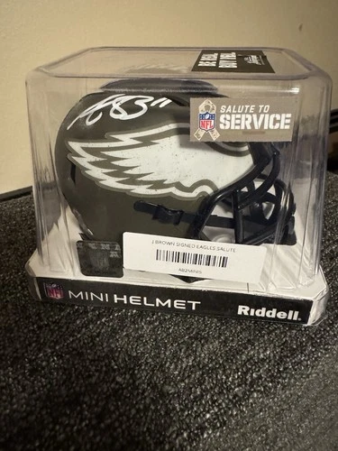 Philadelphia Eagles Salute to Service Autographed Mini Helmet Signed AJ Brown