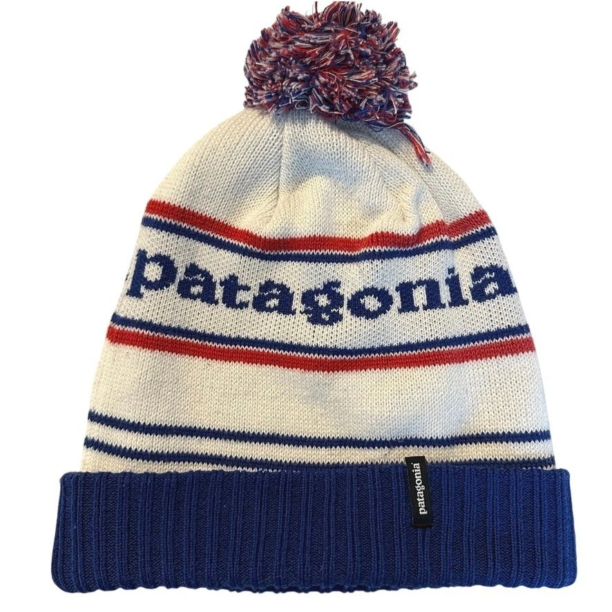 Patagonia Winter Powder Town Beanie Park Stripe Viking Blue Red White One Size