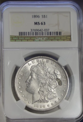 1896 US Morgan Silver Dollar $1 NGC MS63 (Stain)