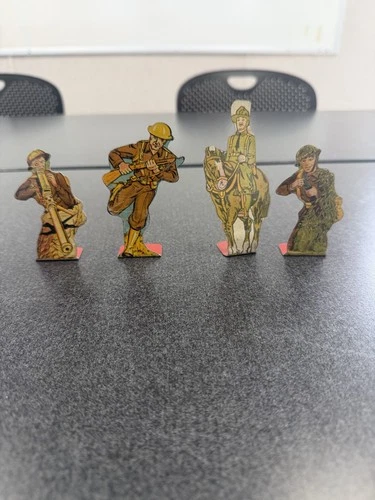 RARE MARX TIN TOY SOLDIERS OF FORTUNE  LOT OF 4 ARMY FIGURES