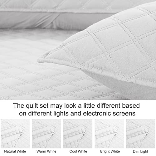 Soft Quilt Set Queen Full Size, 3 Pieces Lightweight Quilts White Bedspreads - Bild 7 von 7