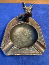 Vintage Art Deco Cast Bronze Terrier Dog Ashtray