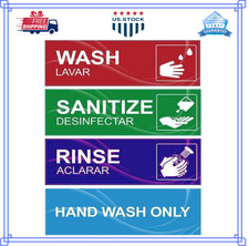 4 Pack Wash Rinse Sanitize Sink Labels Waterproof Sticker Signs Perfect for 3...