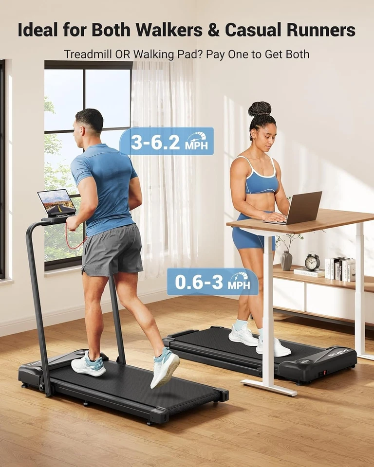 THERUN Walking Pad, 2 in 1 Foldable Treadmills for Home, 2.5HP Under Desk with H - Image 3 of 4