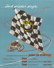 BMW Motorrad Poster 1950 - Vintage Racing Victory - 12X16/16X20/18X24/24X36