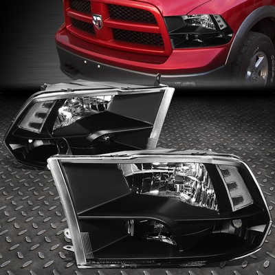 FOR 09-18 RAM 1500 2500 3500 BLACK HOUSING CLEAR CORNER HEADLIGHT HEAD LAMPS