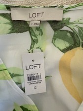 LOFT NWT Lemon Print V-neck Flutter Dress With Pockets Size 12 Spring Summer