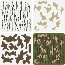 3 Pcs Layered Camo Stencils - 11.8X11.8 Inch Plastic Camouflage Pattern Stencils