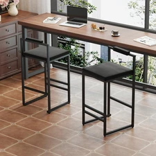 Modern Velvet Upholstered Bar Stools Set of 2 Counter Height Dining Chairs with