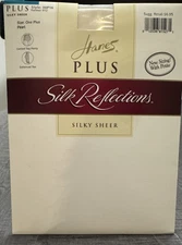 NIP Hanes Plus Silk Reflections Silky Sheer Pantyhose Size One Plus OOP16 Pearl
