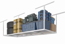 FLEXIMOUNTS Overhead Garage Ceiling Hanging Storage Rack, 3x8 ft WHITE GR38 750 