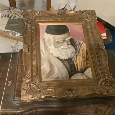 #ad Framed Realism Portrait Painting of Bearded Man on Canvas Ornate Gold Frame $225.00
