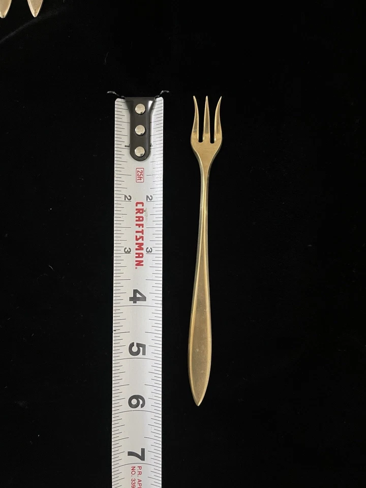 12 tenedores de mariscos vintage Dirilyte Derigold Regal 6 1/4" cubiertos tono dorado Foto 2 de 4