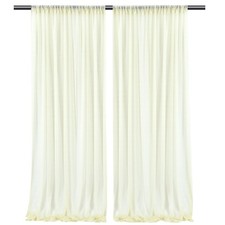 2 PCS Ivory Chiffon Sheer Backdrop Curtains WrinkleFree Wedding Drapes 5x10 FT