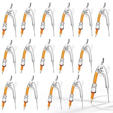 Silver Metal Compass Geometry Drawing Tool Pencil Student 16 PCS Fits 6 Inch