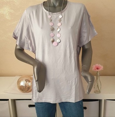 VIA MILANO Damen Shirt Bluse Blusenshirt Materialmix in silber grau Gr. 44 *NEU*