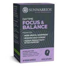 Sunwarrior Active Performance Daytime Focus & Balance, 60 Vegan Caps, Exp 10/26
