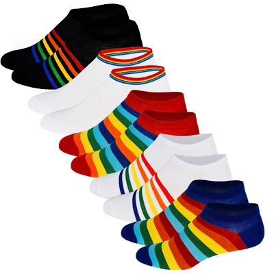 SNEAK Sneaker Socken Füßlinge Kurzsocken Regenbogen Rainbow Farben 5 Paar