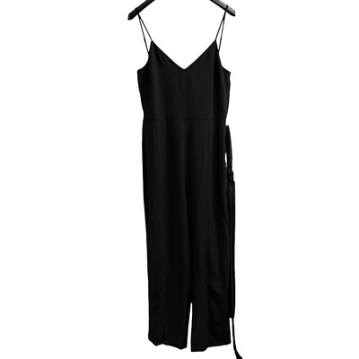 Dress The Population Sam Jumpsuit Womens XXL Black Crepe Wide Slit Leg Event