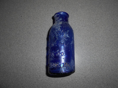 Cobalt blue bottle vintage Bromo Seltzer Emerson Drug Co 3 15/16 tall used