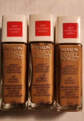 3x Revlon Nearly Naked Liquid Makeup Foundation SPF 20 230 Nutmeg Muscade