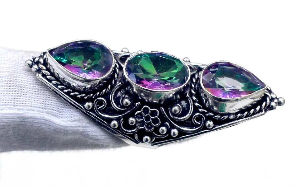 Мистический топаз ручной работы 925 пробы заявление кольцо матери день подарок - Изображение 4 из 4