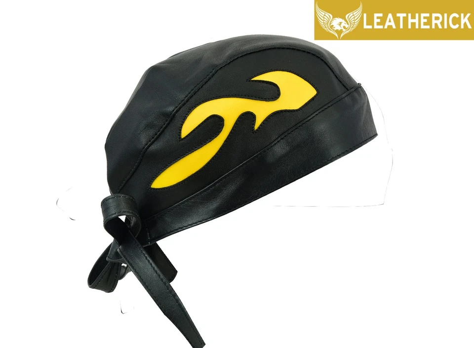 Leather Motorcycle BANDANA Du Doo Rag Flames Style Head Wrap Bikers Skull Cap AU - image 4 of 4