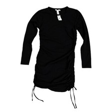 NWT Little Black Dress Ruched Sides Womens Medium Long Sleeves Cotton Spandex