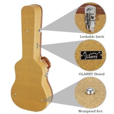 Glarry 41 In PVC Folk Guitar Hardshell Carry Hard Case Flat Fit Acoustic Guitar