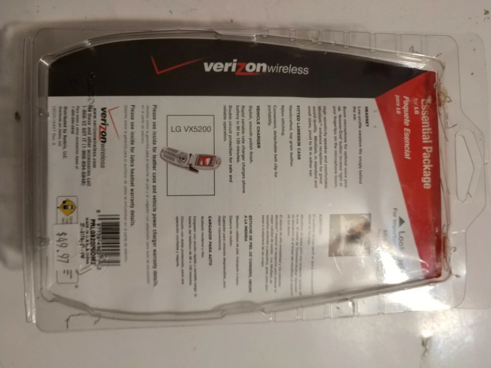 LG VX5200 Auriculares Cargador de Coche Cuero Estuche para Teléfono Celular Paquete Esencial Verizon Foto 3 de 3