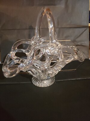Vintage Fused Glass Lattice Web Crown Weave Brides Basket Murano Style 