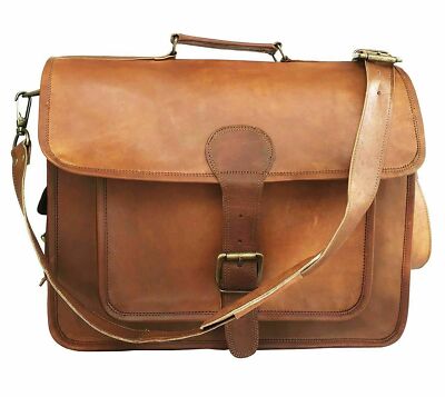 Men's Genuine Leather Vintage 15'' inch Laptop Messenger Handmade Briefcase Bag