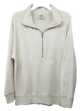 Victorias Secret Pink Size Small Fleece Pullover Quater Zip Cream Sparkly Read