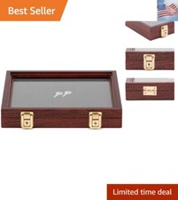 Two Timbers Small Display Case with Cherry Finish Handmade Wood Box with Glas...