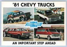 1981 CHEVY TRUCKS CHEVROLET AN IMPORTANT STEP AHEAD ADVERTISING POSTCARD 1