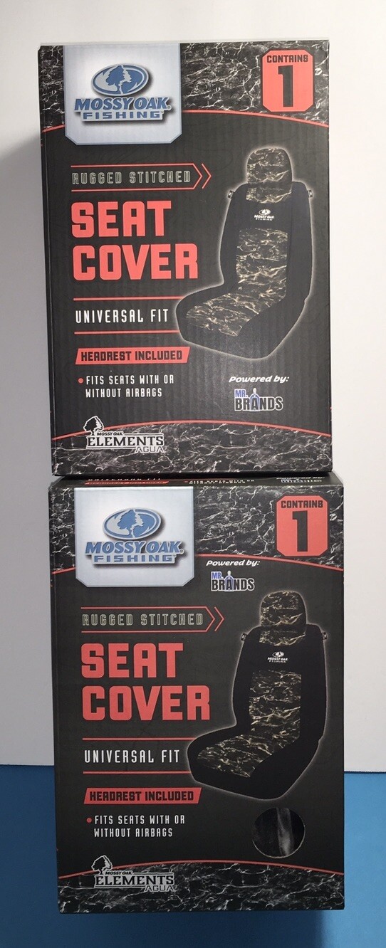 MOSSY OAK FISHING BLACKTIP & Black Set Of 2 SEAT COVERS Headrest