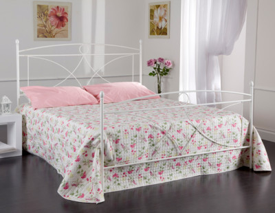 LETTO FERRO BATTUTO ALICE PIAZZA E MEZZA BIANCO