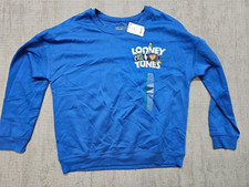 Looney Tunes Women's Bugs Bunny Marvin That's All Folks Sweatshirt Medium Blue