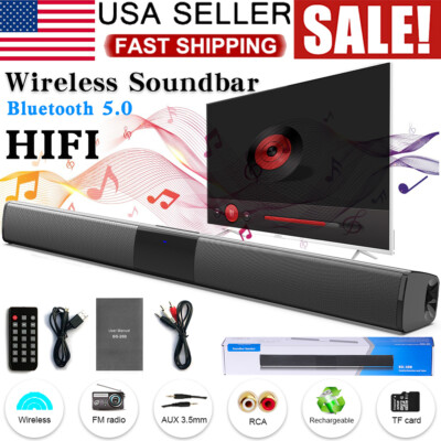 Soundbar 4 Built-in Subwoofers Wireless Bluetooth 3D Surround Sound System Home