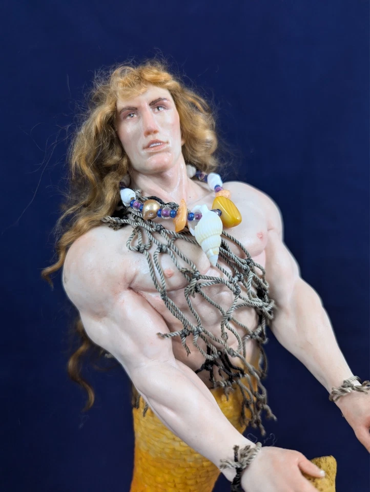 John Cleary 2018 14" de alto cola naranja y coral con base de madera necesita reparación Foto 3 de 4