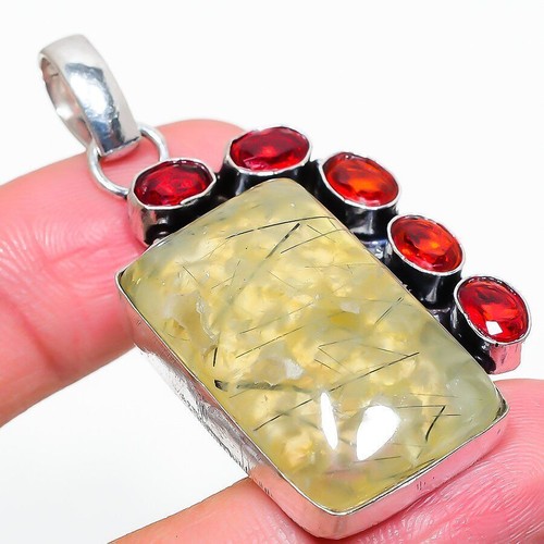 Bague pierre précieuse grenat du Mozambique en argent sterling 925