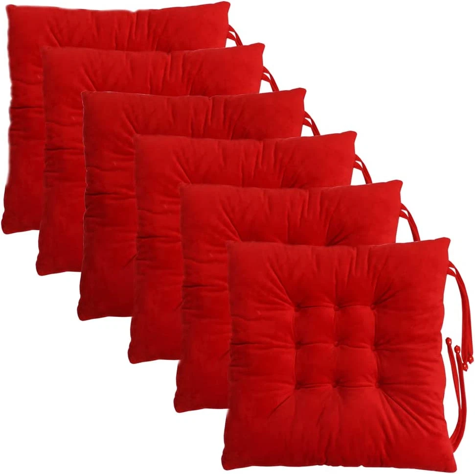 Civkor Chair Pads Chair Cushions Red with Long Ties for Dining